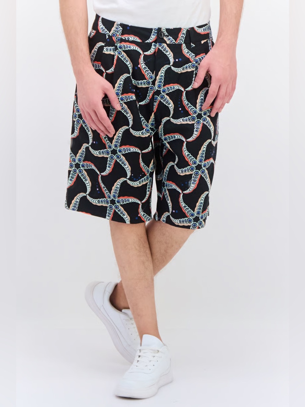 Scotch & Soda Loose Fit Linen Shorts Mens 33 Starfish Print NWT Nautical